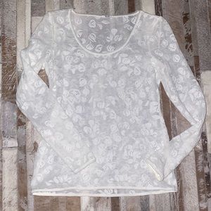 Wolford white floral long sleeve viscose blouse M